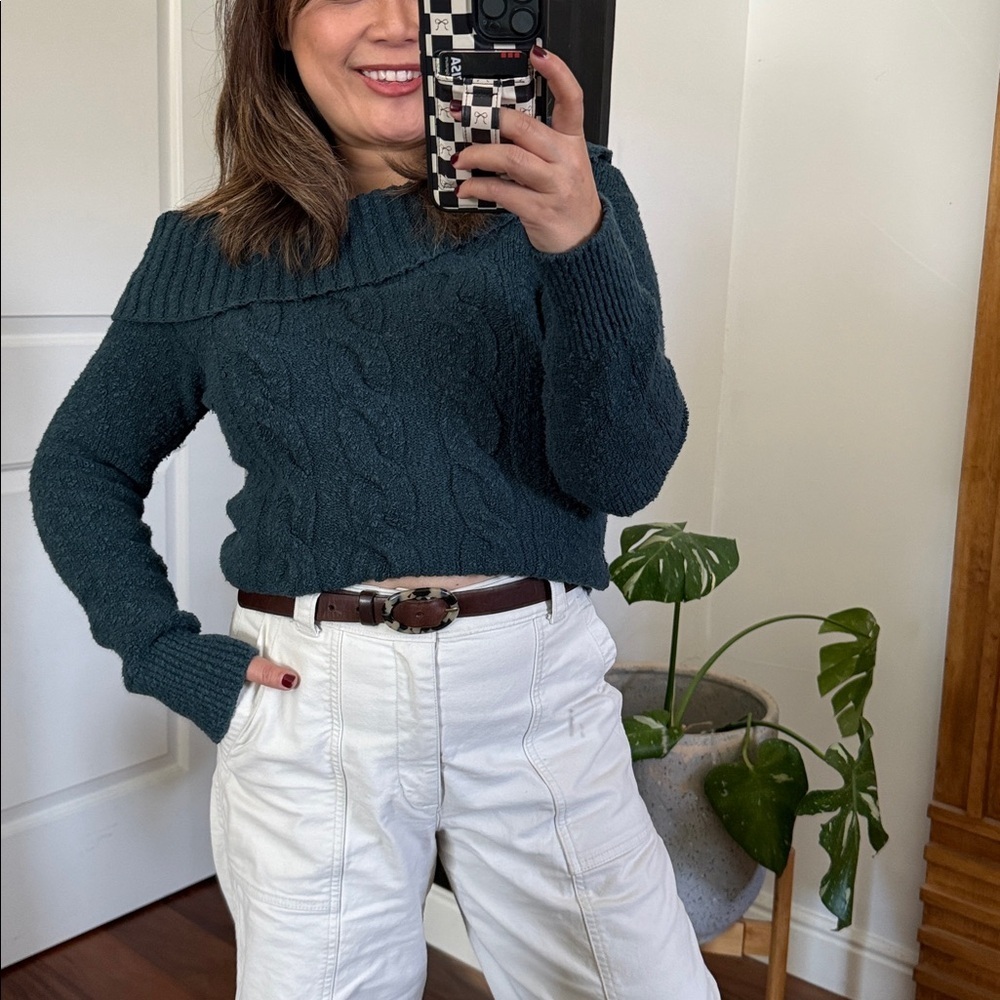 Free people‎ Cable Knit Off shoulder Sweater. Size L